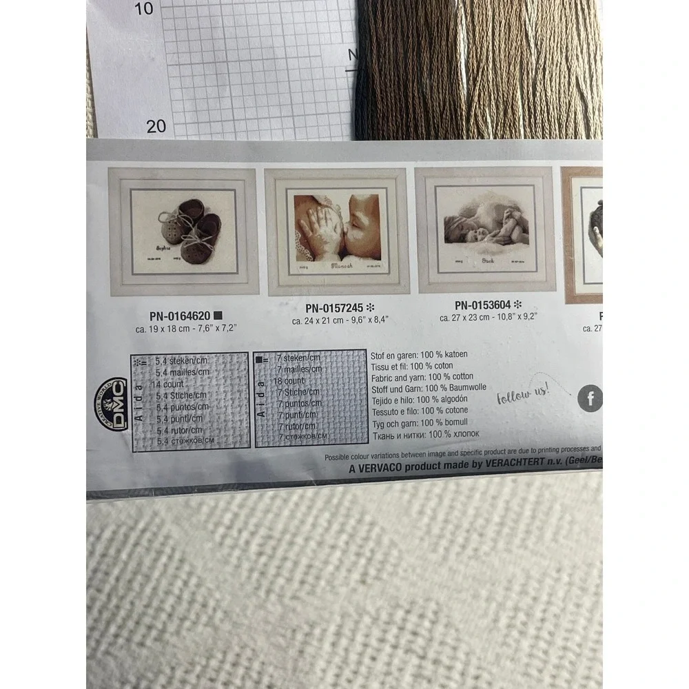 Vervaco Counted Cross Stitch Kit Sweet Dreams Baby Bear Name Date DIY Embroidery